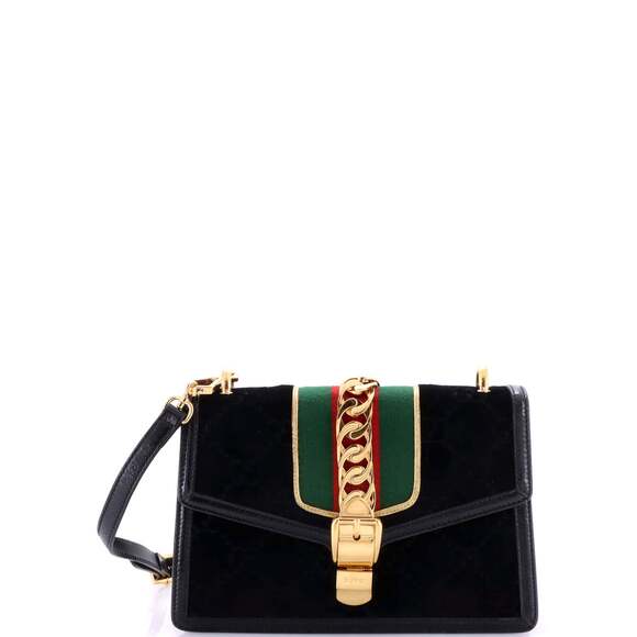 Gucci Sylvie Shoulder Bag Gg Velvet #206886G10B - Picture 1 of 6